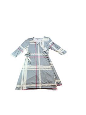 Lularoe Michelle Wrap Dress Women Size 2XL Gray Ivory Pink w/ Waist Tie Plus